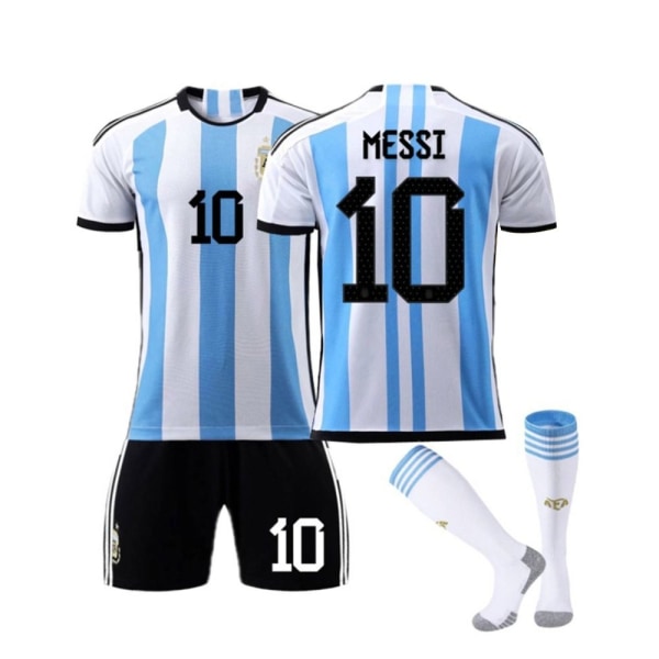 2023 3-delad Argentina fotbollströjor set fotbollskläder nr 10 18