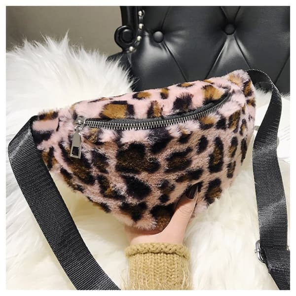 Plysch midjeväska Leopard Crossbody-väskor A