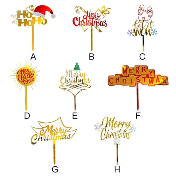 Mordely 5 STK kryl Merry Christmas Tree Cake Topper