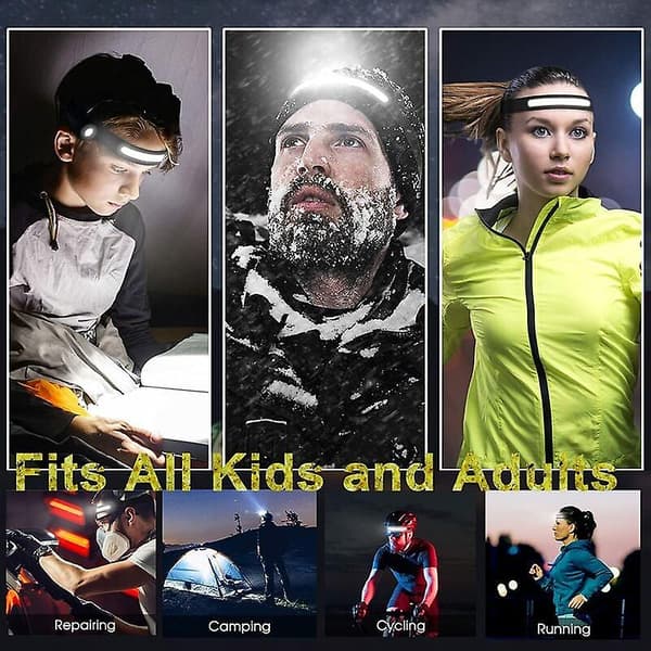 Set Of 2 Led Headlamp Sensor Headlight Powerful Head Torch Cob Xpe 5 Modes Usb Rechargeable Waterproof Running Lamp