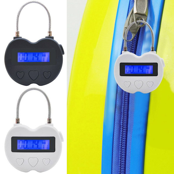 Mordely Smart Time Lock LCD-skärm Time Lock VIT White