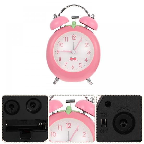 Creative Cartoon Tomato Alarm Clock, Vegetable Designed Alarm Clock, Practical Household Clock, Children's Cartoon Clock - Pink