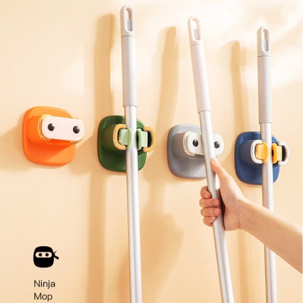 Mordely 4 ST Kvasthållare Mopp Gripper Rack Organizer Rack 4 PCS