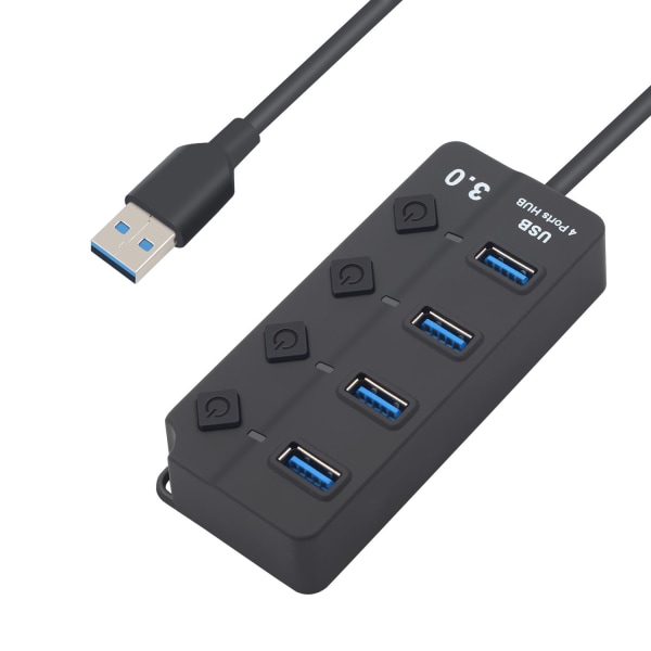 Mordely 4/7-ports USB 3.0 Hub Höghastighets utan kabel 4 Ports USB Hub