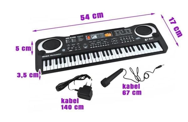 Mordely Elektronisk orgel - 61 tangenter med mikrofon black