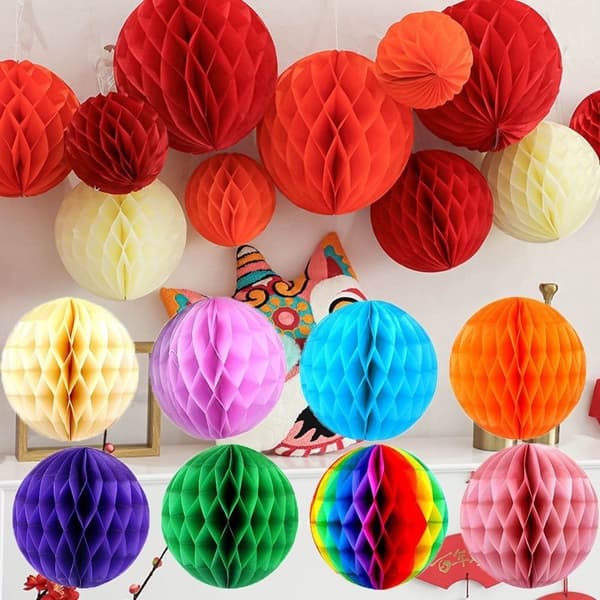 Mordely st kinesiska papper lykta papper Pom Poms 5