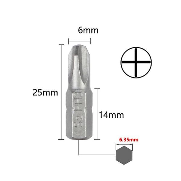 10 Electric Screwdriver Short Bit Strong Magnetic Screwdriver Bits - Cross Ph3