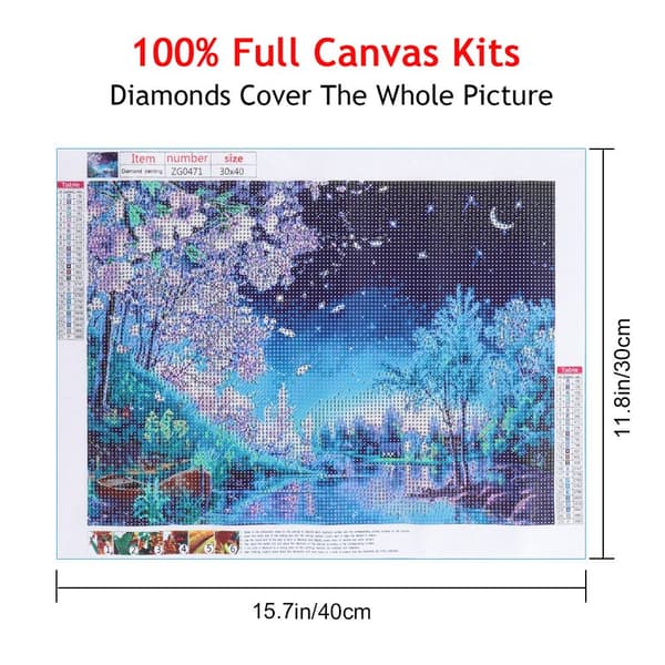 Mordely Full Diamond Painting Riverside Night Scene Ny