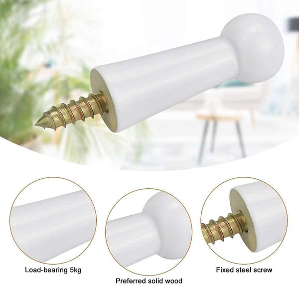 Mordely 8 Pcs White Solid Wood Hook Wall Mounted Coat Hooks With Screws Modern Single Wall Coat Hook Wooden Hat Hooks Max Load 5kg For