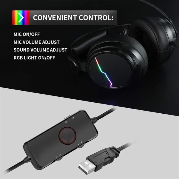 Mordely USB Pro Gaming Headset för PC- 7.1 Surround Sound