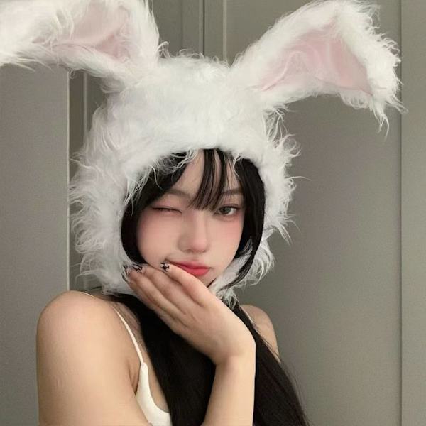 Mordely Bunny Ears Hat Öronlapp Cap VIT White