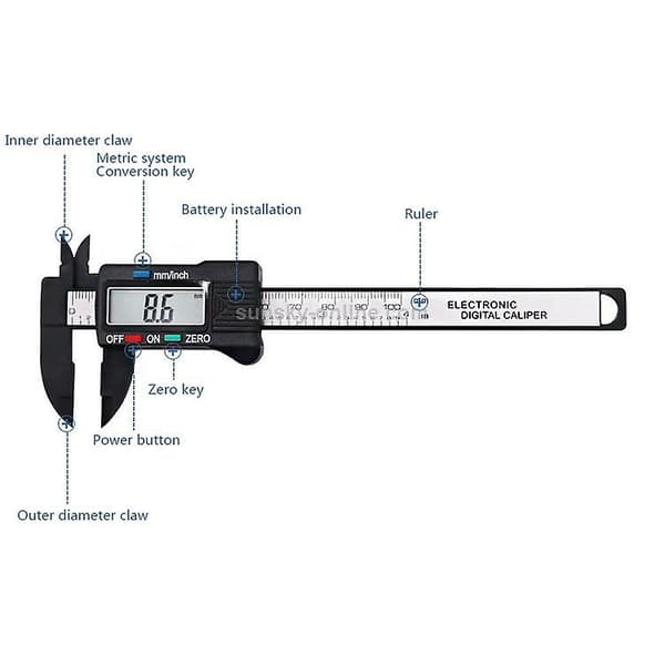 Mordely Plastic Fiber 100 Mm (4 Inches) Electronic Digital Display Vernier Caliper Plastic Box Packaging
