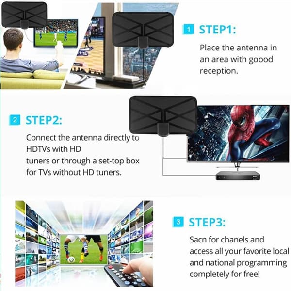 Mordely Digital TV Antenn DVB-T2 TV Antenn Amplifier Booster Black