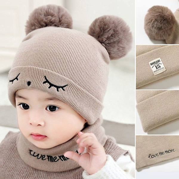 Stickad mössa för barn Baby cap RED STYLE 2 STYLE 2 Red Style 2-Style 2
