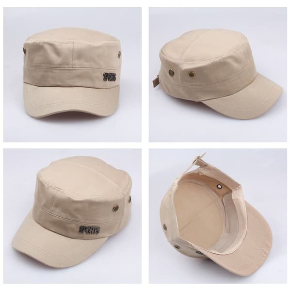 Mordely Män Militär Cap Flat Top Kepsar SVART1 black1