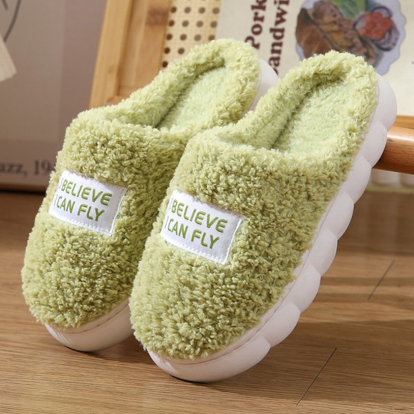 Mordely Fuffy Fur Tofflor Plysch Flat Tofflor GRÖN Green 40-41