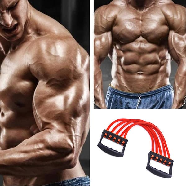 Mordely Justerbar Chest Expander 5 Ropes Exercise System-svart