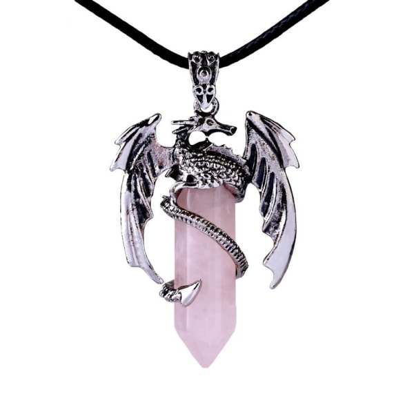 Mordely Dragon Man Halsband Hexagonalt hänge ROSA pink