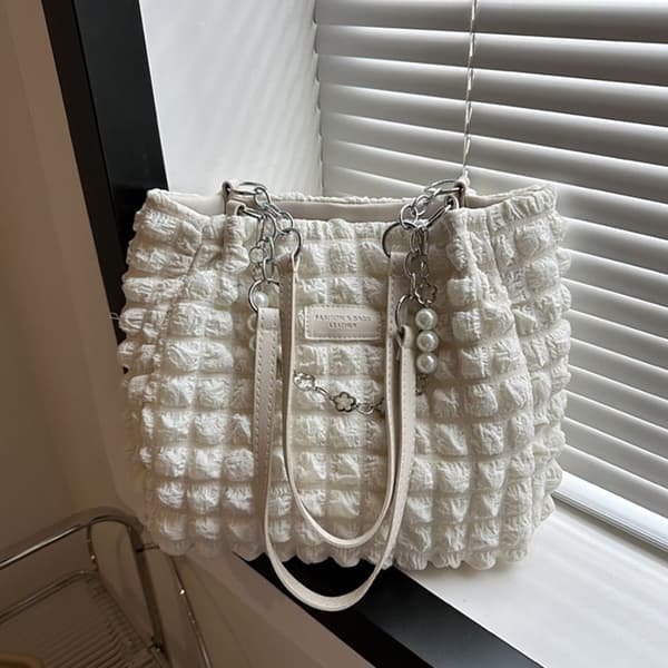 Hobos Shopper Bag Axelväska underarmsväska VIT white