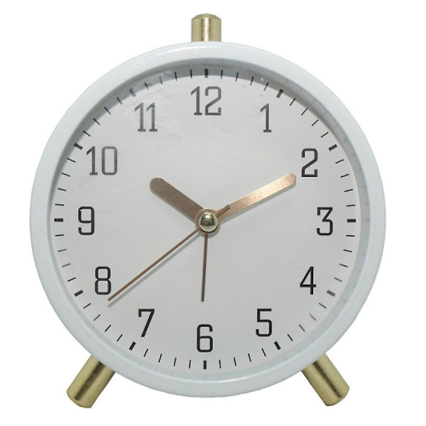 4.5-inch Alarm Clock, Electronic Clock With Night Light, Silent Student Quartz Clock White