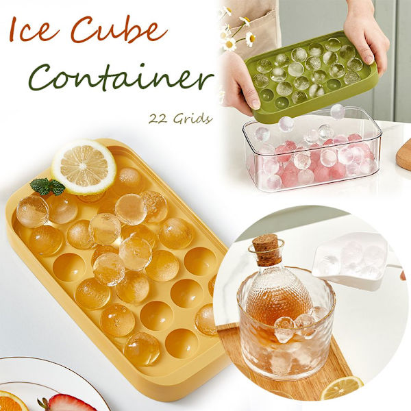 Mordely 22 Grids Ice Cube Förvaringsbehållare Ice Cube Maker orange