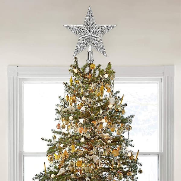 Christmas Tree Star Topper Glittrad heminredning Silver 20cm