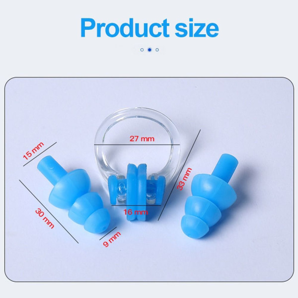 Mordely 4 set Nose Clip Öronpropp BLÅ Blue