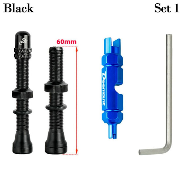 Mordely 2st för SchraderA/V-ventiler Amerikansk ventil SVART 60MMSET 1 SET 1 Black 60mmSet 1-Set 1