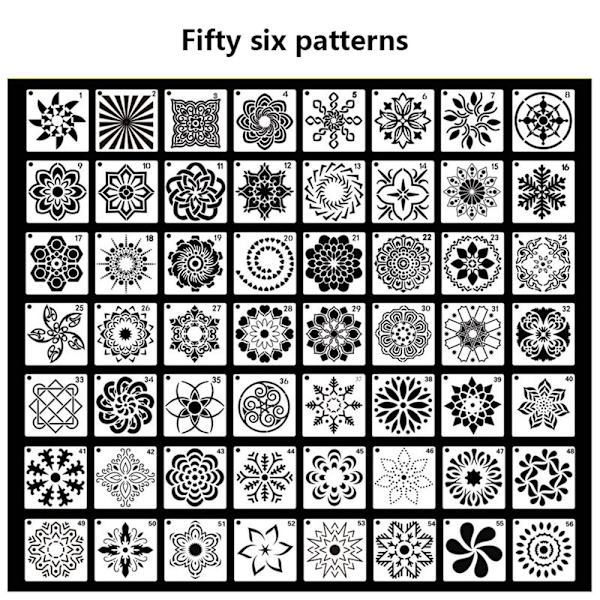 Mordely Ett paket med 36/56 målningsmall Mandala stenciler