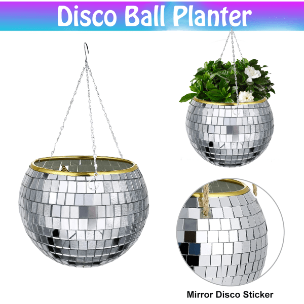 Mordely Disco Ball Planter Hängande Planter Korg 10INCH 10inch