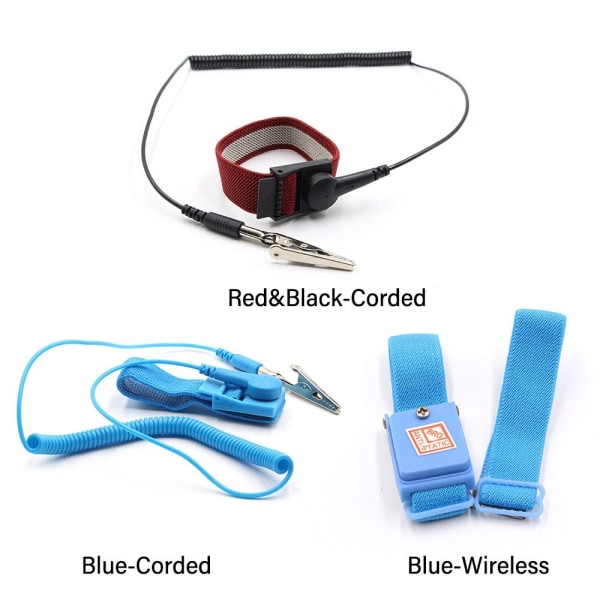 Mordely ESD Strap Clip Jordningsarmband BLÅT TRÅDLÖS TRÅDLÖS Blue Wireless-Wireless