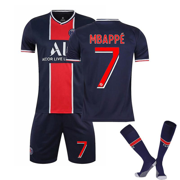 Mordely 2022 Paris fotbollströja hemmatröja nr 7 Mbappe Ny 24 (130-140cm)