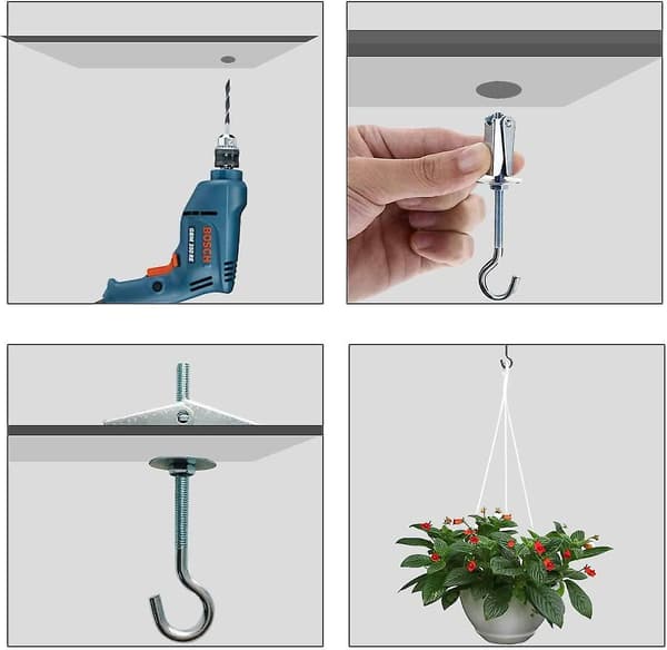 Bolt Wings Hook, Swag Ceiling Hooks, 15 M5/90mm Ceiling Hook Ceiling Mount Hook Toggle Springs Wing Bolts Ceiling Hooks For Ceiling Plants Wall Home