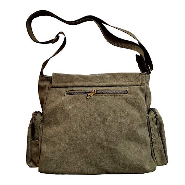 Mordely My Neighbour Totoro Canvas Messenger Bag Cartoon Student Book Messenger Bag med flera fickor Army Green