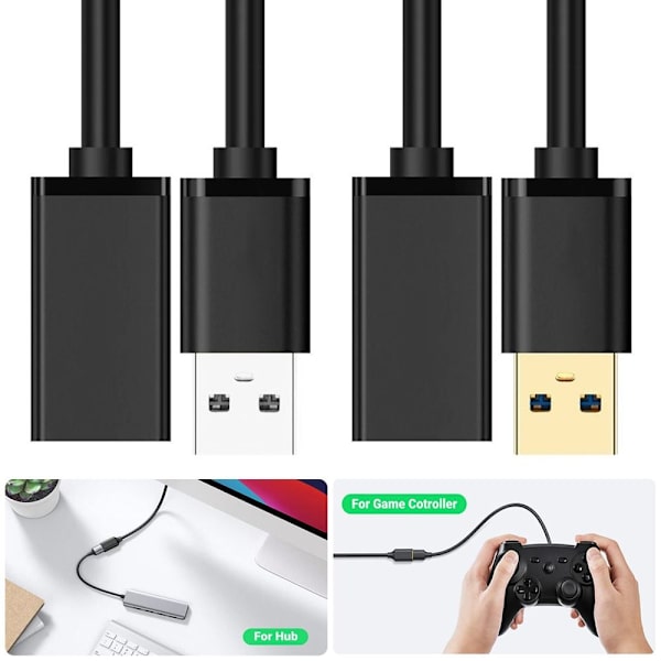 Mordely 2ST USB Datakabel Förlängningsdatakabel SILVER Silver 3M
