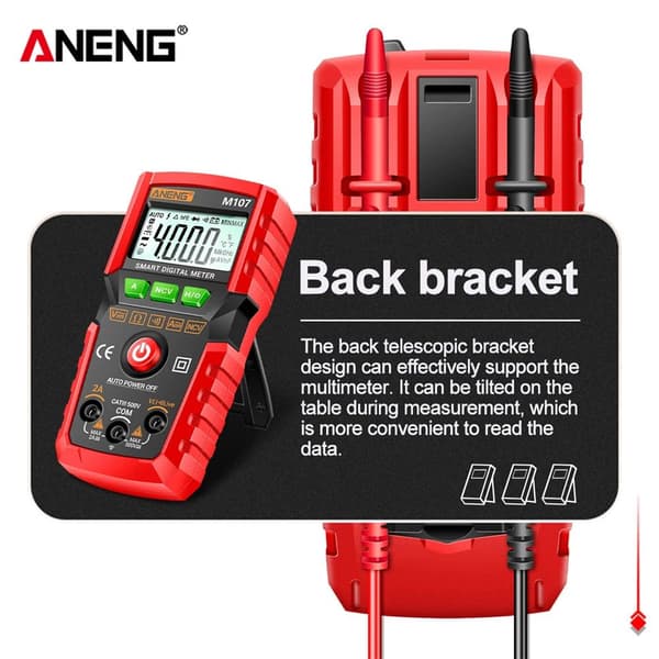 Mordely Digital Mini Smart Multimeter Strömspänningsmätare M108 SVART