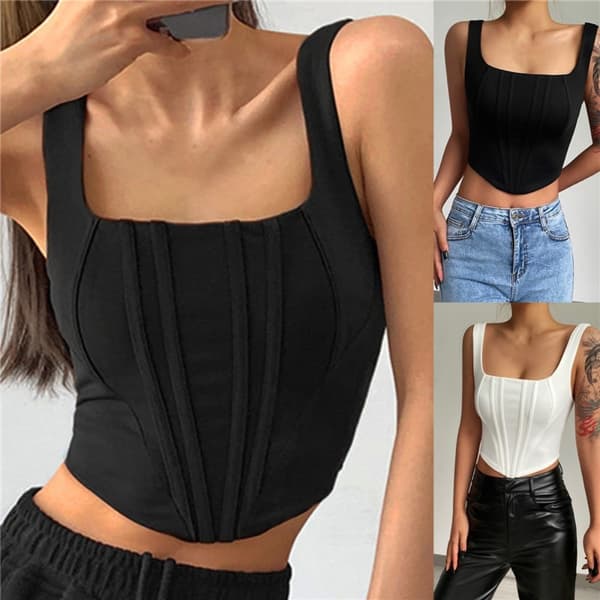 Mordely Crop Tops Short Top WHITE white M