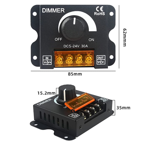 Mordely LED Dimmer Steglös Dimmer Switch Manuell Dimmer