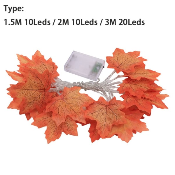 Mordely LED Fairy String Maple Leaves Lamp ORANGE 1.5M 10LEDS 1.5M Orange 1.5M 10Leds-1.5M 10Leds