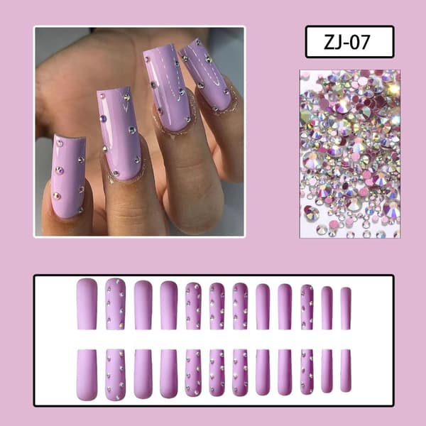 Mordely 24st False Nails Super Long Square French ZJ-07