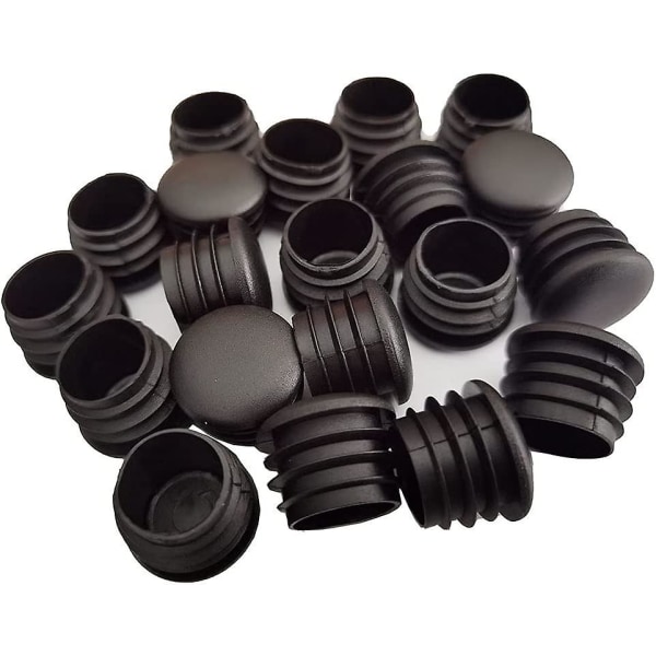 Round Plastic Plug, 20 Pcs Black Tube End Plug Chair Glides Round End Plug Furniture Chair/leg Pipe Cover Insert (25mm)