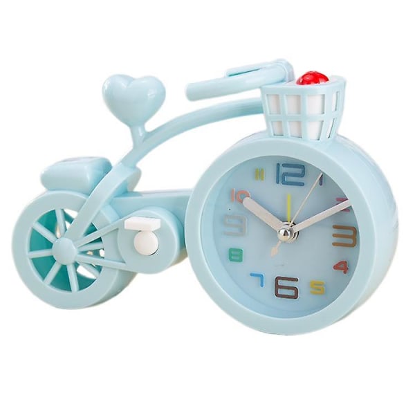 2023 Bedroom Alarm Clock Cartoon Bicycle Alarm Clock Student Wake-up Device Home Decoration Desktop Clock - Blue