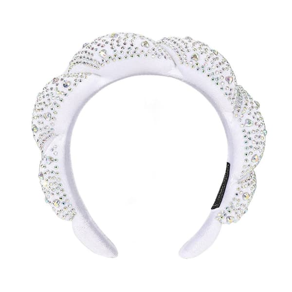 Mordely Rhinestone Sponge Pannband Flätade Hårband GRÅ Grey