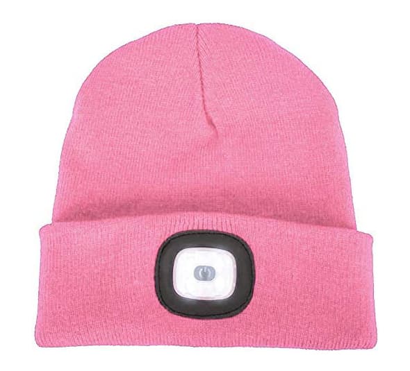 Stickad mössa med LED-ljus för joggingvandring pink