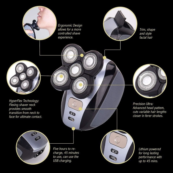 5-i-1 elektrisk rakapparat och skötselsats för män