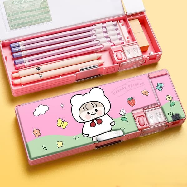 Mordely Multifunktions dubbla lager pennask Creative Stationery Organizer