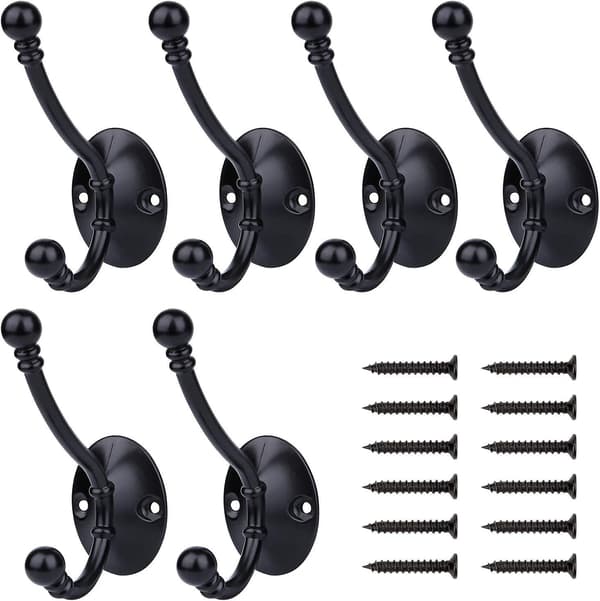 Coat Hooks, 6 Pack Wall Hooks Towel Hooks Metal Coat Hooks With Screws For Bedroom Coat Hat Hooks Bathroom Kitchen