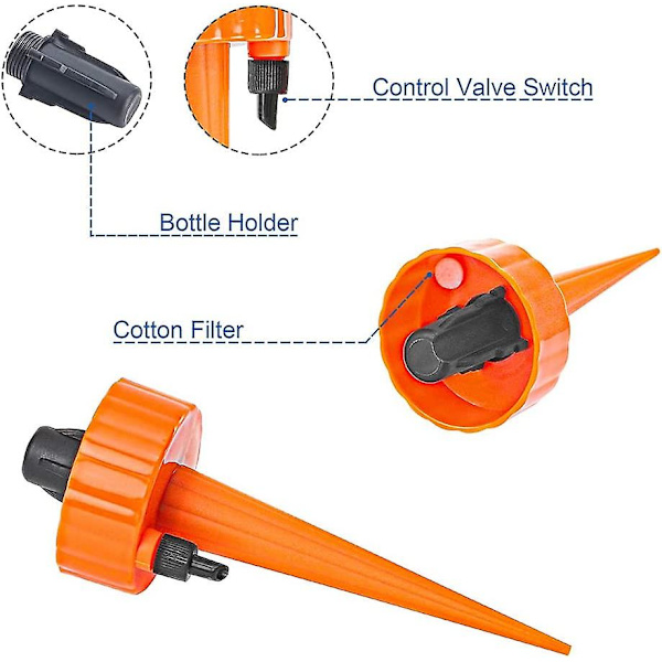 24 Pieces Self Watering Spikes, Adjustable Plant Watering, Automatic Drip Irrigation Waterer With Release Control Valve Switch