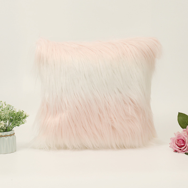 2023 Decorative Faux Fur Pillow Covers, Fluffy Square Pillowcases, 2 Pack for Sofa Bed Couch Chair, 18X18, , No Inserts Gradient Pink 45*45cm