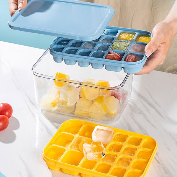 Small Ice Cube Trays, Covered Flexible Ice Molds With Lids, Easy To Release, Stackable Durable, Set Of 2